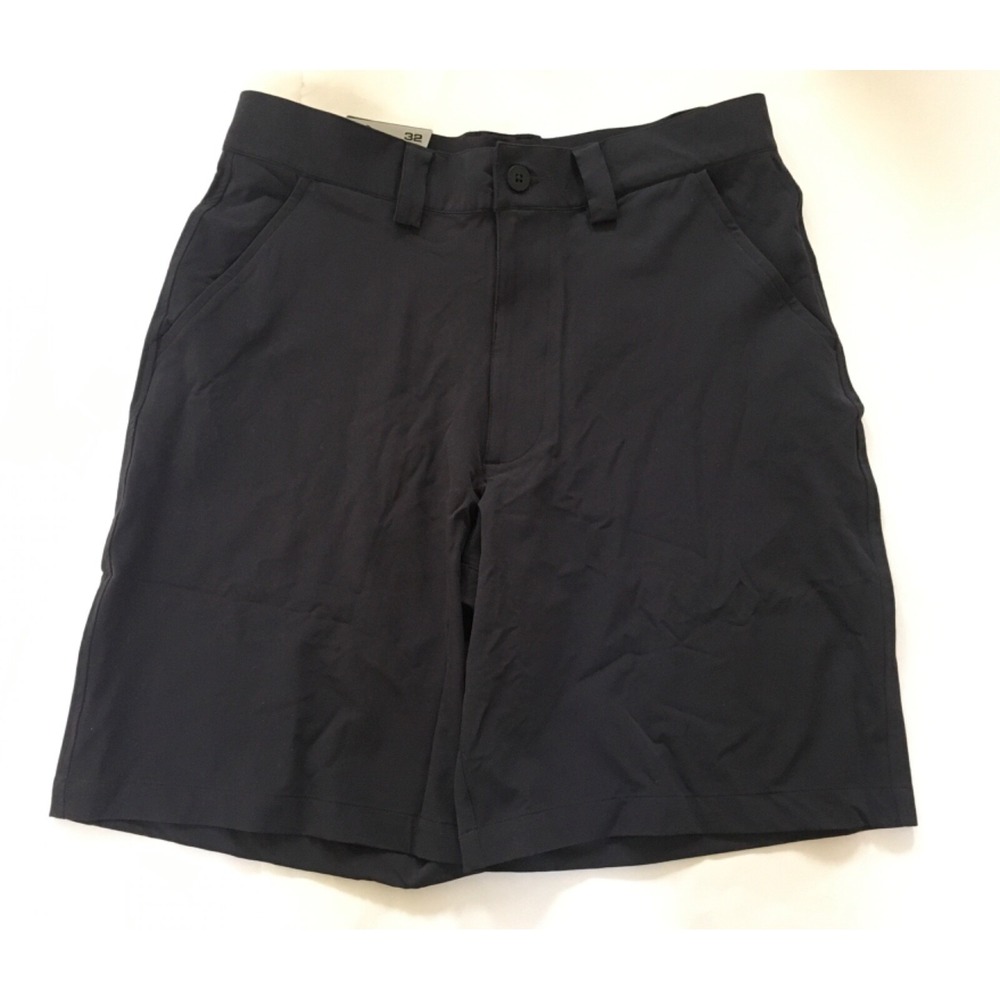 NWT Under Armour Mens HeatGear Golf Black Shorts Sz 32 10" Inseam Stretch